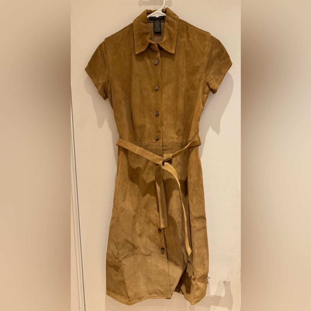 Banana Republic Tan Suede Button-Up Shirt Dress